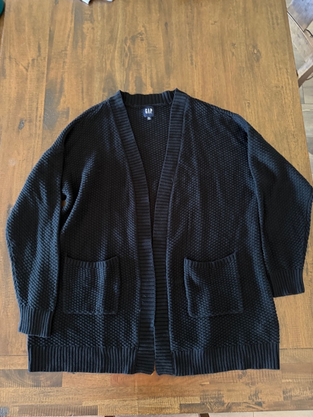 GAP Black Chunky Open-Front Cardigan